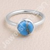 Blue Copper Turquoise Ring Solitaire Silver Ring Sterling Silver Ring