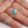 Blue Copper Turquoise Ring Solitaire Silver Ring Sterling Silver Ring