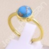 Blue Copper Turquoise Ring Gold-Plated Ring 925 Sterling Silver Ring