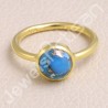 Blue Copper Turquoise Ring Gold-Plated Ring 925 Sterling Silver Ring