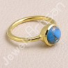 Blue Copper Turquoise Ring Gold-Plated Ring 925 Sterling Silver Ring