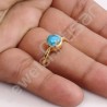 Blue Copper Turquoise Ring Gold-Plated Ring 925 Sterling Silver Ring