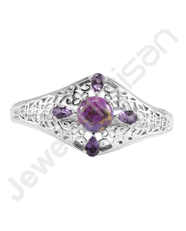 Purple Copper Turquoise Bangle Amethyst Bangle Cuff Design Bangle