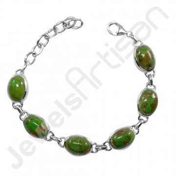 Green Turquoise Bracelet Handmade Bracelet 925Sterling Silver Bracelet