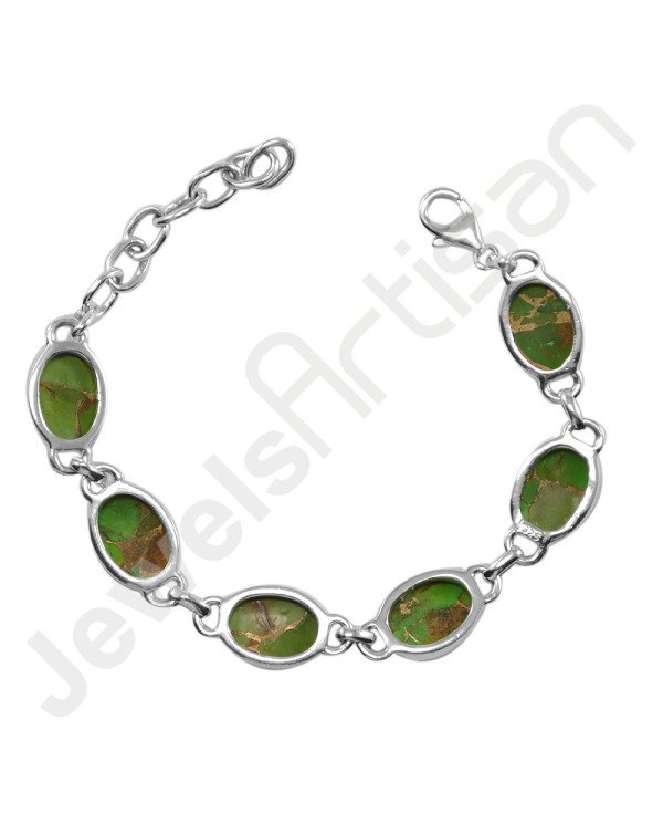 Green Turquoise Bracelet Handmade Bracelet 925Sterling Silver Bracelet