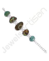 Tibetan Turquoise Bracelet Handmade Bracelet Sterling Silver Bracelet