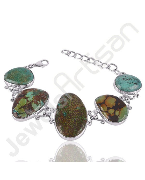 Tibetan Turquoise Bracelet Handmade Bracelet Sterling Silver Bracelet