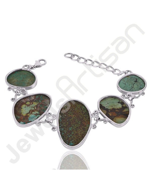 Tibetan Turquoise Bracelet Handmade Bracelet Sterling Silver Bracelet