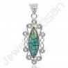 Sterling Silver Designer Tibetan Turquoise Pendant