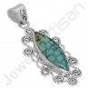 Sterling Silver Designer Tibetan Turquoise Pendant