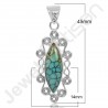 Sterling Silver Designer Tibetan Turquoise Pendant