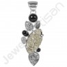 Sterling Silver Pyrite Pendant Black Onyx Pendant