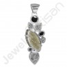 Sterling Silver Pyrite Pendant Black Onyx Pendant