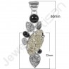 Sterling Silver Pyrite Pendant Black Onyx Pendant