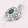 Sterling Silver Heart Design Green Onyx Pendant
