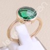 Rose Gold-Plated Ring 925 Sterling Silver Ring Green Quartz Ring