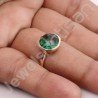 Rose Gold-Plated Ring 925 Sterling Silver Ring Green Quartz Ring