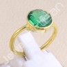 Sterling Silver Green Quartz Gold Vermeil Ring