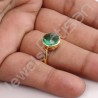 Sterling Silver Green Quartz Gold Vermeil Ring