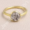 Solid Silver Ring Tourmalinated Quartz Ring 1-Micron Gold-Plated Ring
