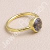 Solid Silver Ring Tourmalinated Quartz Ring 1-Micron Gold-Plated Ring
