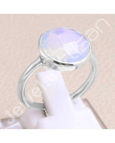 Classic Solitaire Ring 925 Sterling Silver Ring Opal Quartz Ring