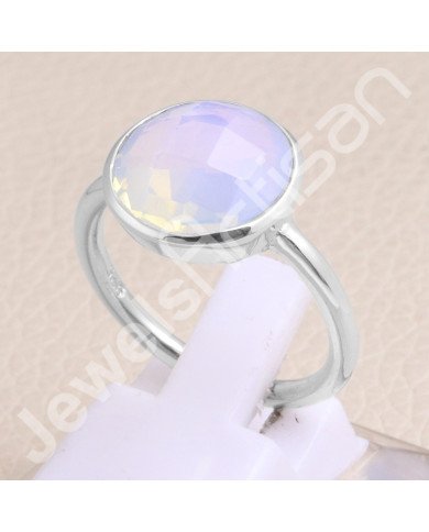Classic Solitaire Ring 925 Sterling Silver Ring Opal Quartz Ring
