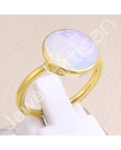 Sterling Silver Opal Quartz Gold Vermeil Ring