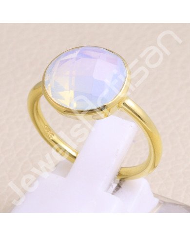 Sterling Silver Opal Quartz Gold Vermeil Ring