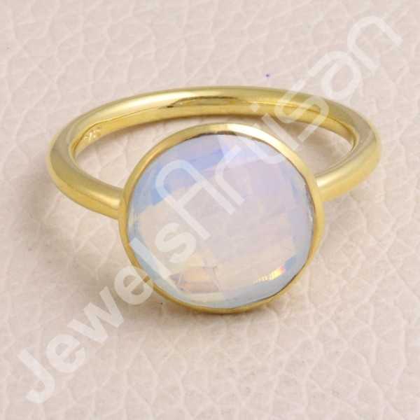 Sterling Silver Opal Quartz Gold Vermeil Ring