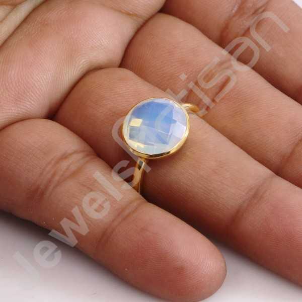Sterling Silver Opal Quartz Gold Vermeil Ring