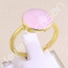 Gold Vermeil Ring Solitaire Rose Quartz Ring 925 Sterling Silver Ring