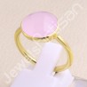 Gold Vermeil Ring Solitaire Rose Quartz Ring 925 Sterling Silver Ring