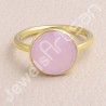 Gold Vermeil Ring Solitaire Rose Quartz Ring 925 Sterling Silver Ring