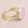 Gold Vermeil Ring Solitaire Rose Quartz Ring 925 Sterling Silver Ring