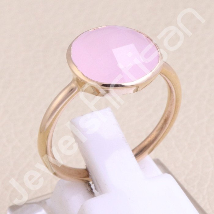 Rose Gold-Plated Ring Rose Quartz Ring 925 Sterling Silver Ring