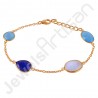 18K Gold Vermeil Bracelet Rainbow Moonstone Bracelet Blue Onyx Bracelet