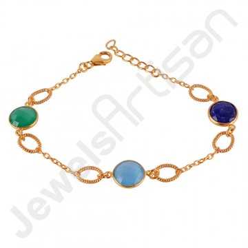 Green Onyx Bracelet Gold Vermeil Bracelet 925 Sterling silver Bracelet