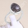Classic Solitaire Ring Sterling Silver Ring Tourmalinated Quartz Ring