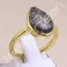 Solid Silver Gold Vermeil Tourmalinated Quartz Ring