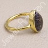 Solid Silver Gold Vermeil Tourmalinated Quartz Ring