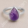 Purple Amethyst Ring Solitaire Gemstone Ring 925 Sterling Silver Ring