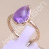 Purple Amethyst Ring 925 Sterling Silver Ring Rose Gold-Plated Ring