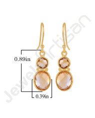 18 K Gold-Plated Earrings Citrine Earrings 925 Solid Silver Earrings