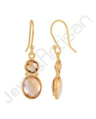 18 K Gold-Plated Earrings Citrine Earrings 925 Solid Silver Earrings