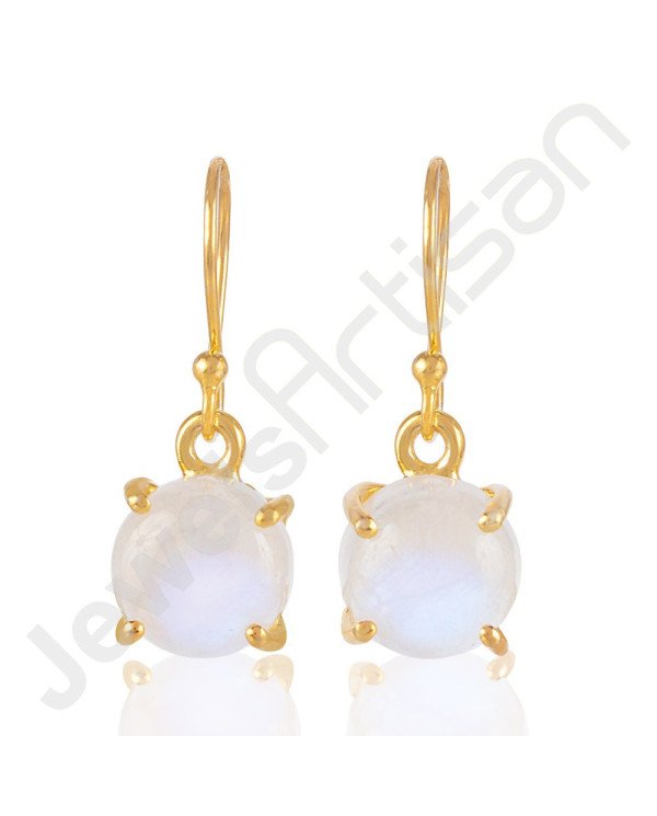 Rainbow Moonstone Earring Gold-Plated Earring 925 Solid Silver Earring