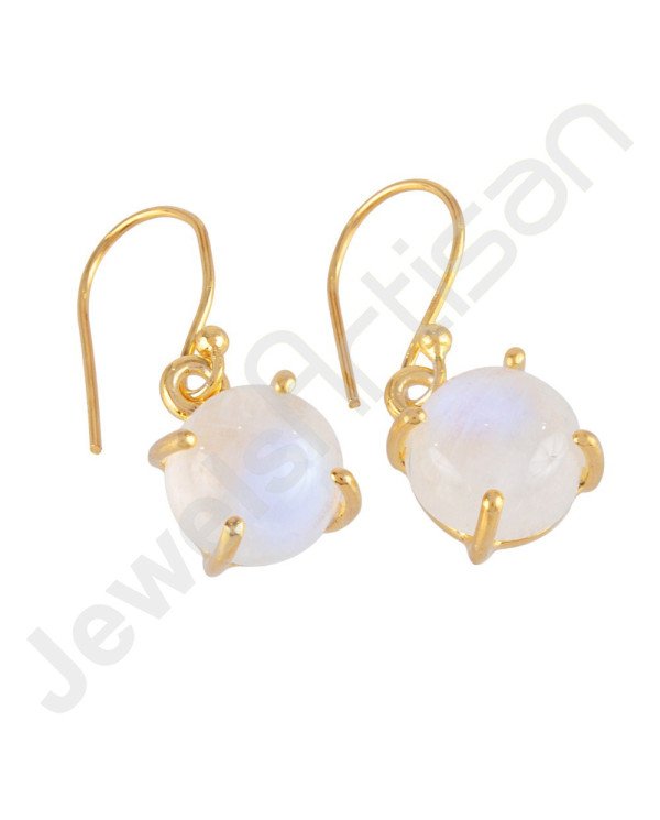 Rainbow Moonstone Earring Gold-Plated Earring 925 Solid Silver Earring