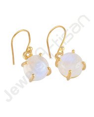 Rainbow Moonstone Earring Gold-Plated Earring 925 Solid Silver Earring