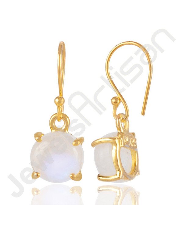 Rainbow Moonstone Earring Gold-Plated Earring 925 Solid Silver Earring