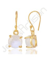 Rainbow Moonstone Earring Gold-Plated Earring 925 Solid Silver Earring